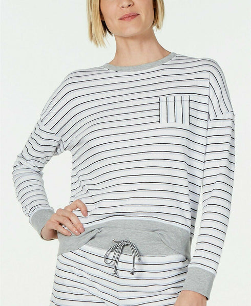 Alfani Ultra Soft Crewneck Pajama Top, Varsity Stripe, Size S